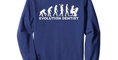 sudadera azul de la evolución de dentista
